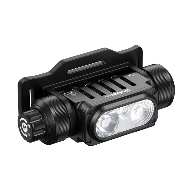 Wurkkos HD16 headlamp max output 2500lumen 297M, Configure spot＆flood＆red light with Convenient rotary switch