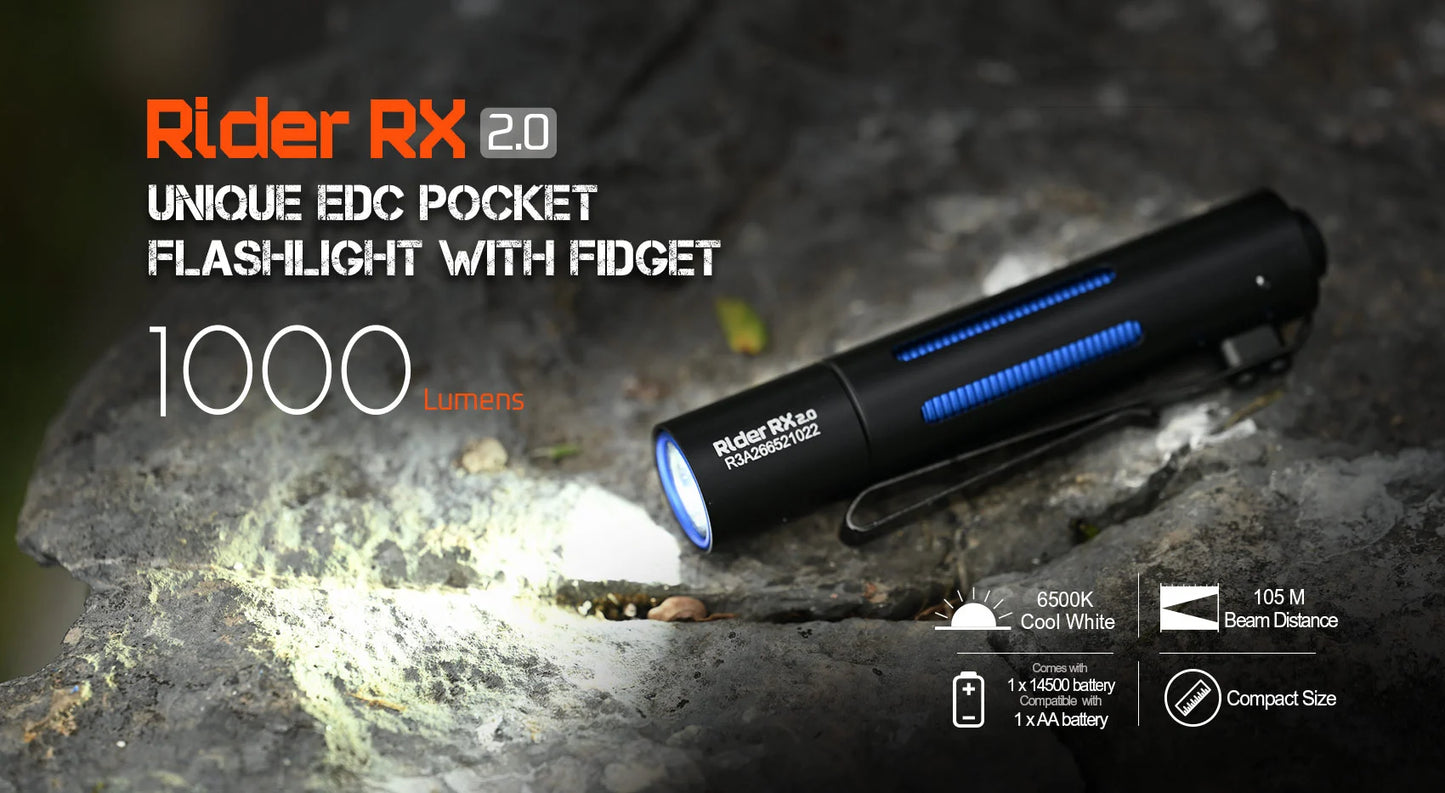 Limited Edition Acebeam Rider RX2.0 circuit Titanium 519a 5000k battery included USBC charging