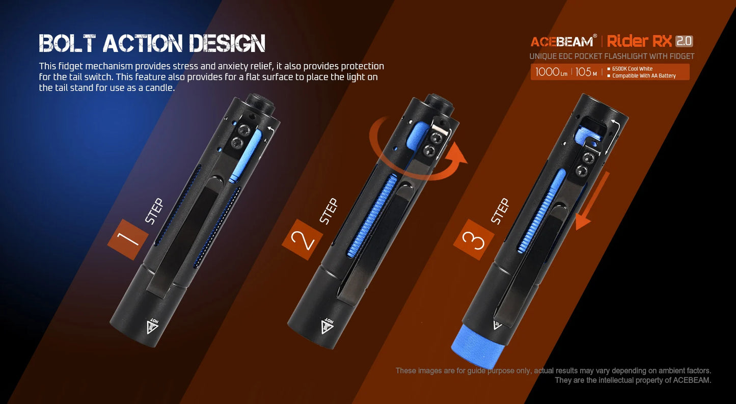 Limited Edition Acebeam Rider RX2.0 circuit Titanium 519a 5000k battery included USBC charging