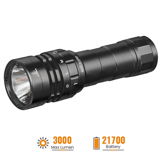 Sofirn SD05 Powerful 3000lm Scuba Diving Flashlight XHP50.2 - WITH BATTERY & external charger included