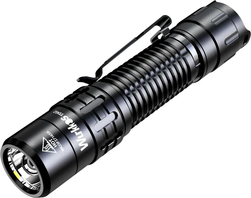 Wurkkos TD02 Tactical Flashlight, 2000LM 254M Pocket Rechargeable EDC Torch with Type C Charging Port, Tail Switch IPX8 Waterproof SST40 6000k