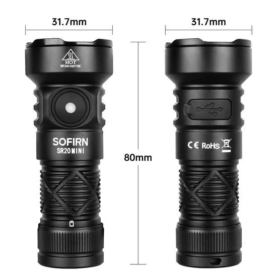 Sofirn SR20 MINI 1200lm EDC Flashlight white & red LED's - battery inc