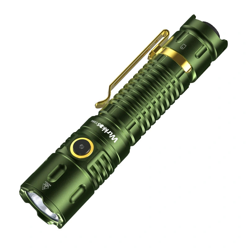 Green and Gold / Black Wurkkos TD04 XHP50D HI Rechargeable Flashlight USB-C 3000 lumens Torch IP68 Waterproof EDC Tail Switch,21700 Battery Two Groups Tactical - Battery Included